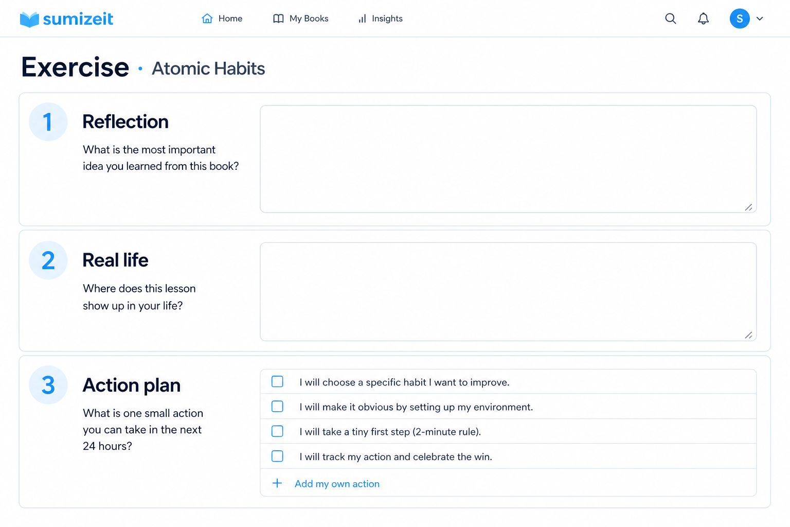 Exercise screenshot for Atomic Habits